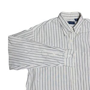 VTG Britches Mens L Striped Button Down Shirt Cotton Made in USA Academia Preppy